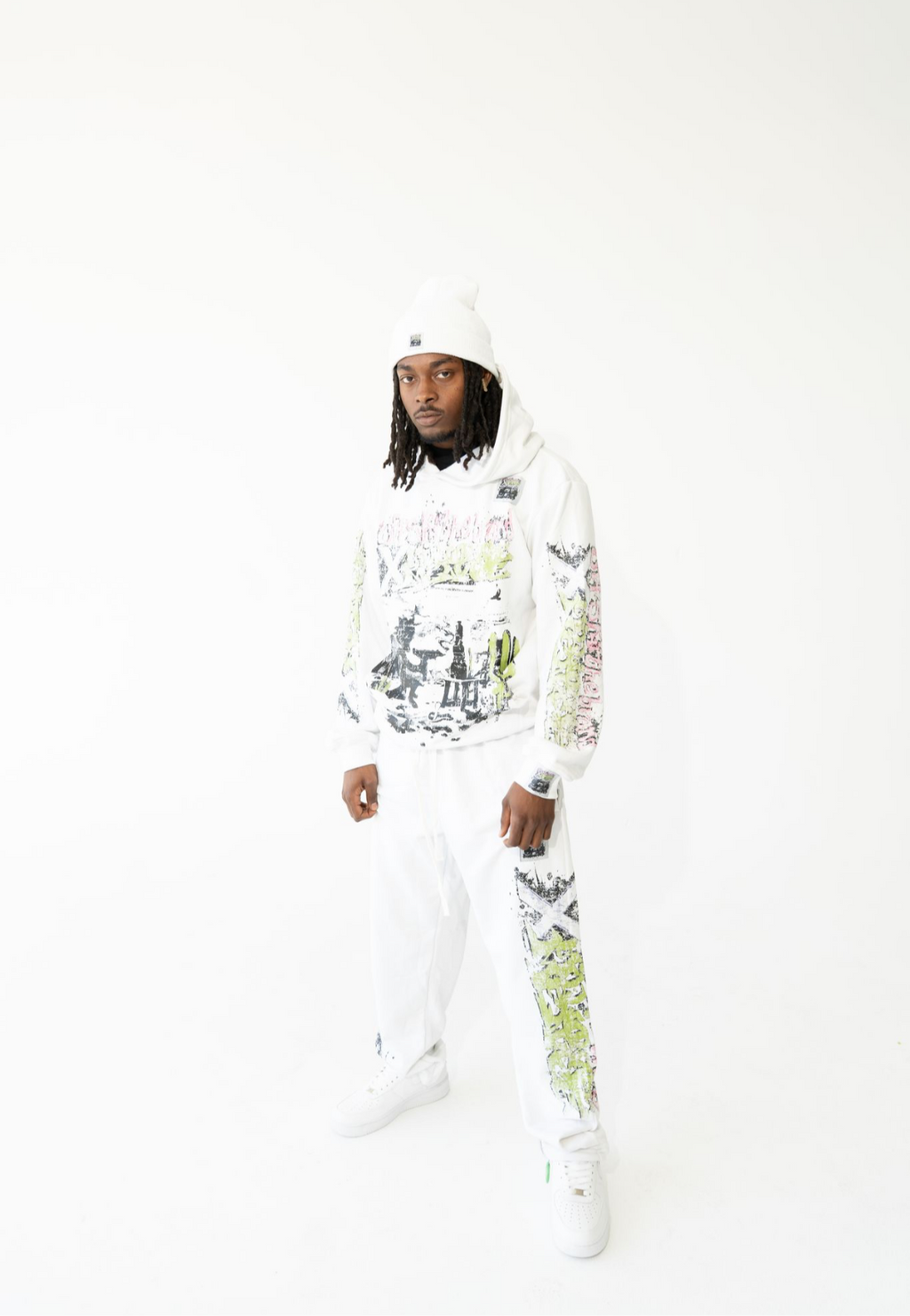 Offskiithebrand X MillionaireMenace sweatpants set white