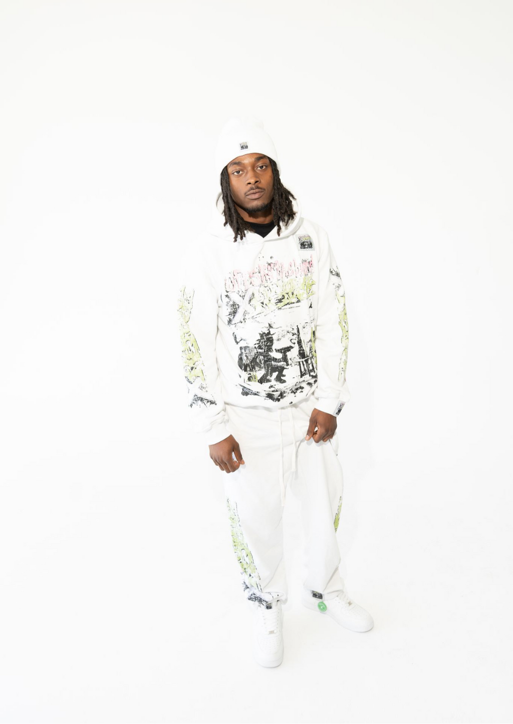 Offskiithebrand X MillionaireMenace sweatpants set white